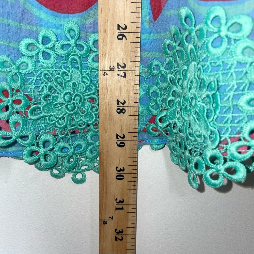 STS Sail To Sable Tunic Dress SZ S Watermelon Print Green Tassel Cotton - Picture 14 of 16